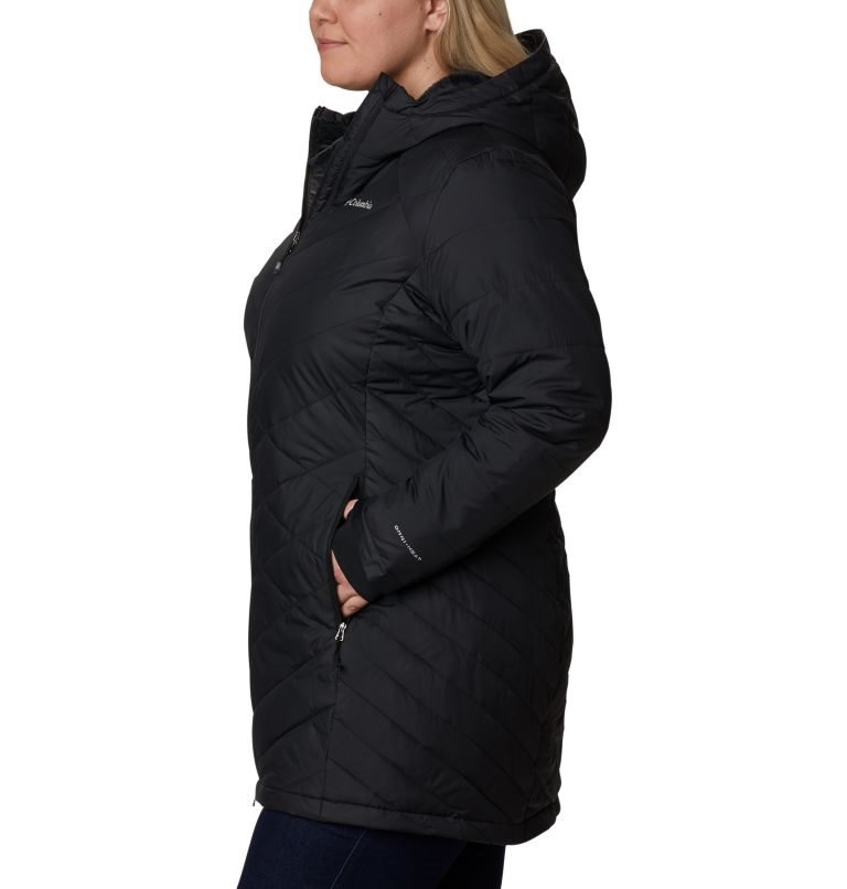 Women's Columbia Heavenly Long Hooded Jackets Black | Plus Size CA-W3406